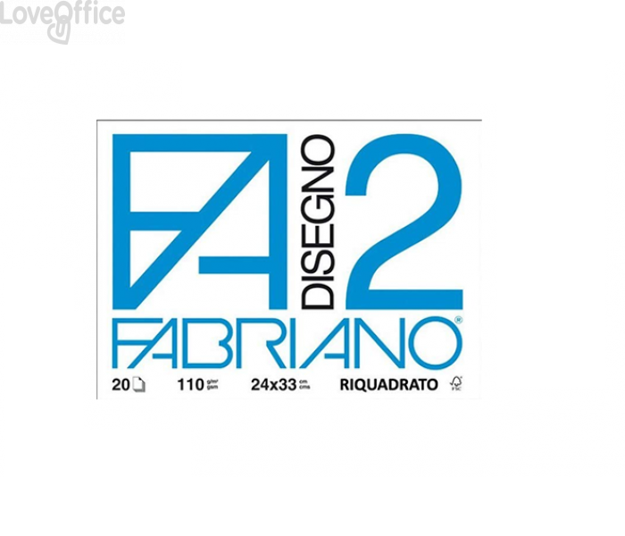 Album da disegno Fabriano F2 - Liscio riquadrato - a punti metallici 110 g/m² 20 24x33 cm