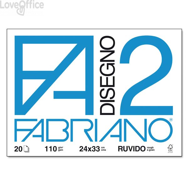 Album da disegno Fabriano F2 - Ruvido - 24x33 cm - a punti metallici - 110 g/m² - 20 fogli