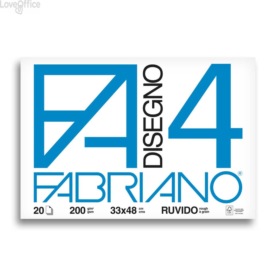 Album da disegno Fabriano F4 - Ruvido - 33x48 cm - 200 g/m² - 20 fogli