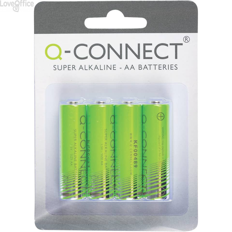 Batteria Pila Stilo alcalina Q-Connect AA/LR6 1.5 V AA/LR6 1,5 V - KF00489 (conf. da 4)