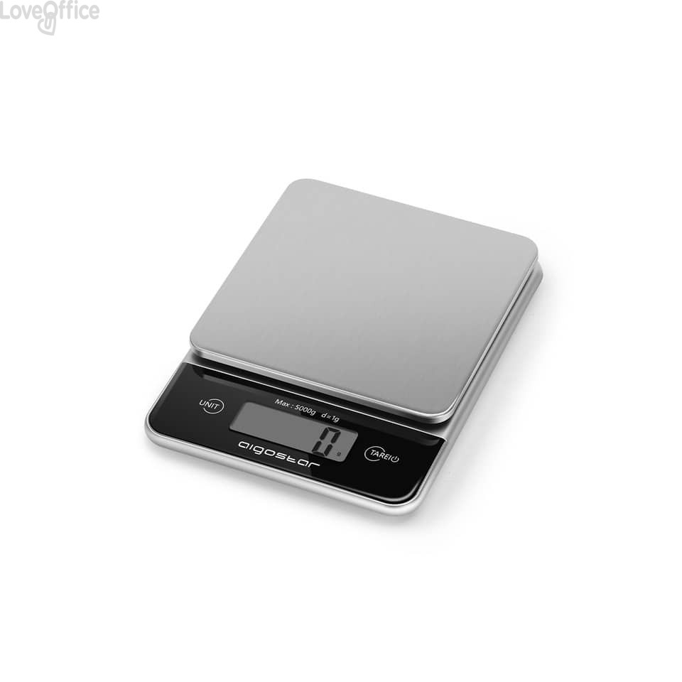 Bilancia da cucina digitale in acciaio inox da 5 kg Aigostar nero