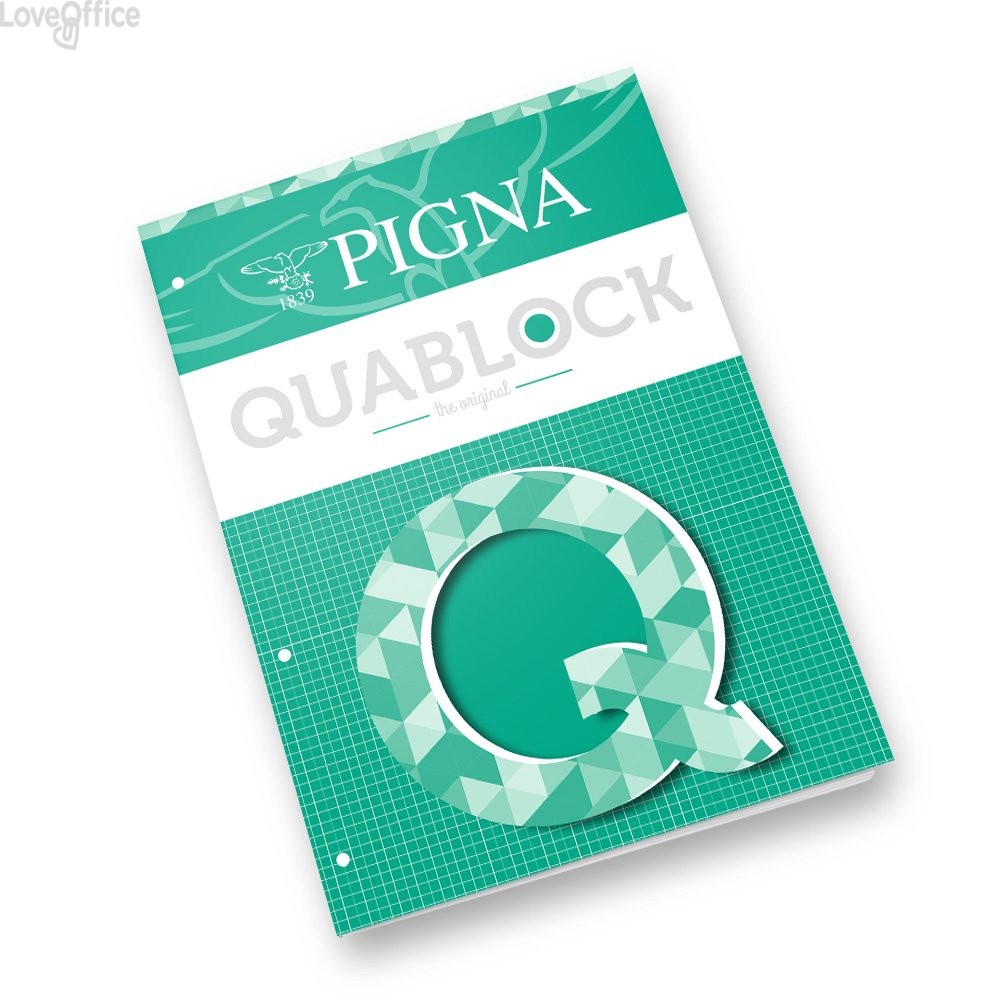 Blocchi collati Quablock Pigna - A4 - 4 mm - 80 g/m² - 50 fogli (conf.5)