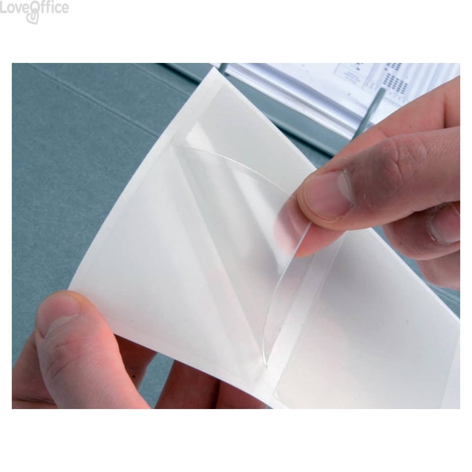 Tasche adesive trasparenti A6 - con targhette - Q-Connect (conf.10)