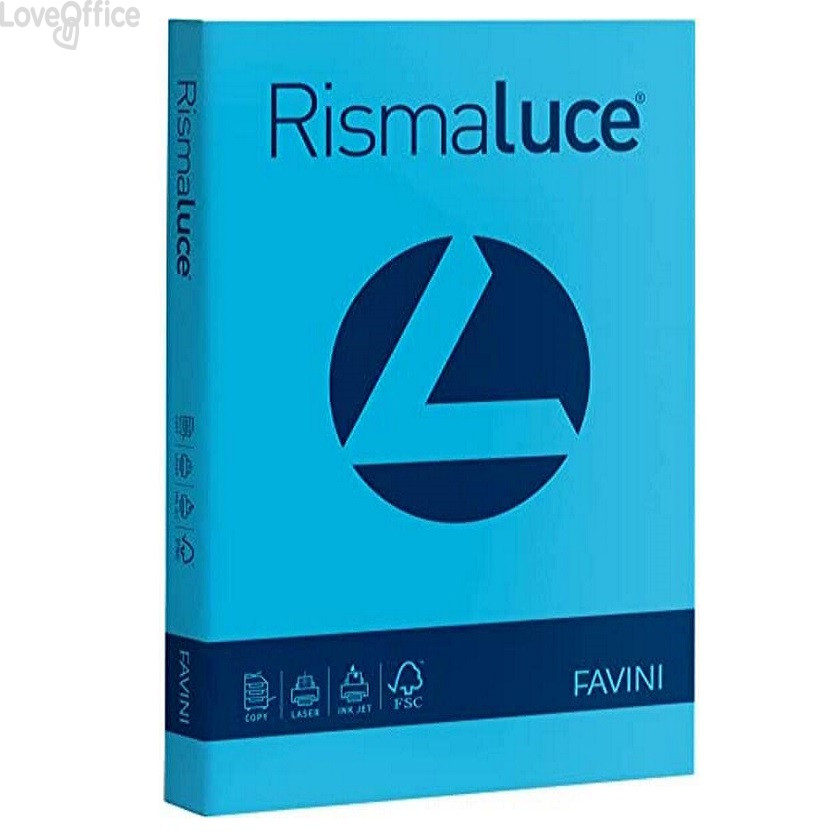 Risma carta colorata Rismaluce Favini A4 - 90 g/m² - Azzurro (300 fogli)