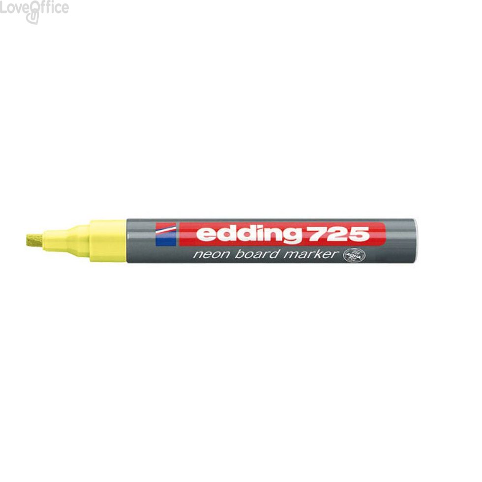 Pennarello per lavagna neon Giallo - Edding 725 fluo - scalpello - 2-5 mm