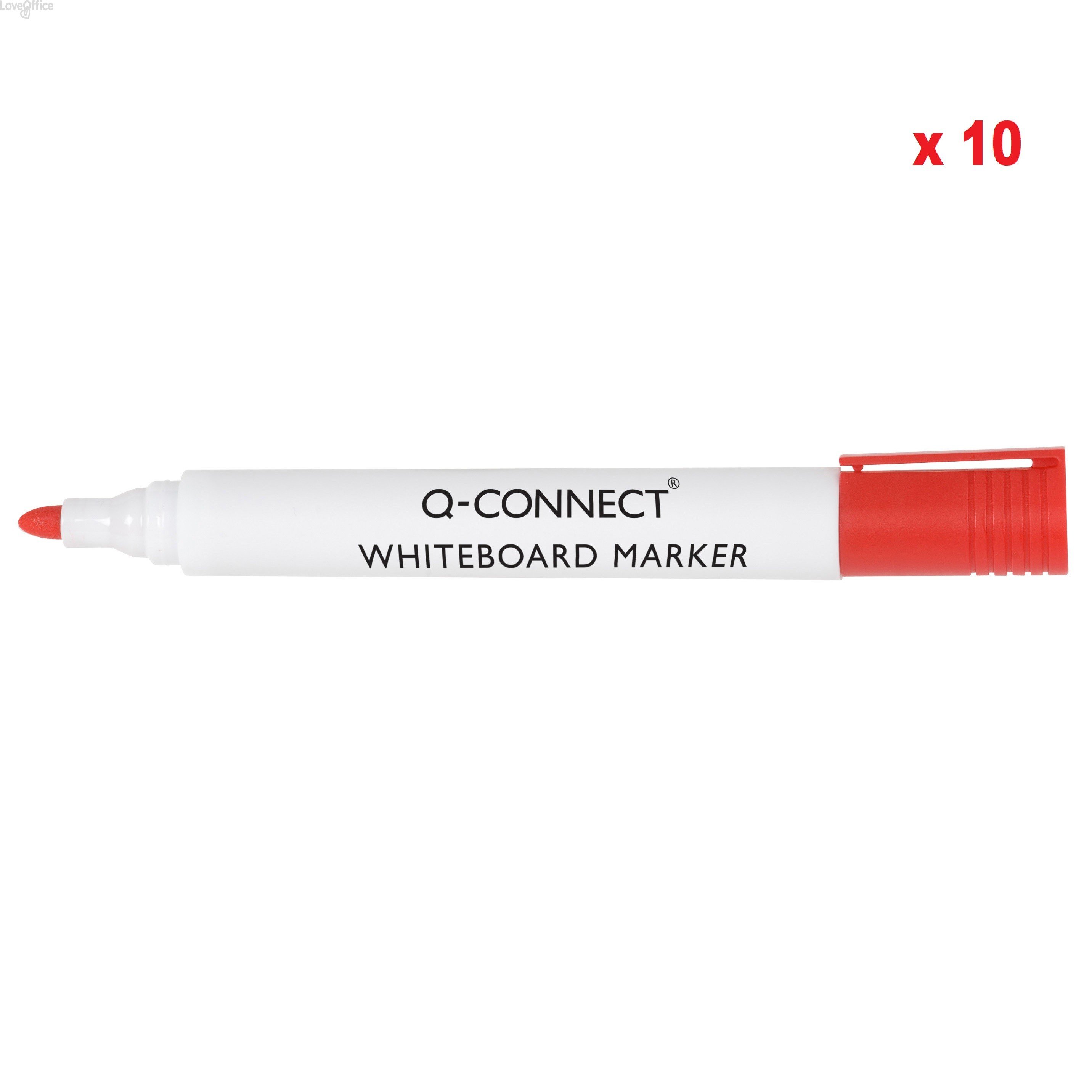 Pennarelli per lavagna bianca Q-Connect punta tonda 2-3 mm - Rosso (conf.da 10)
