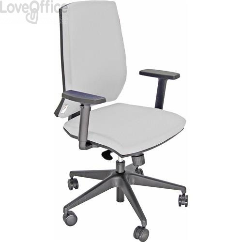 Sedia ufficio girevole Unisit Giulia con base in alluminio - Braccioli inclusi - Rivestimento pelle bianca