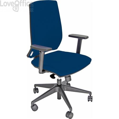 Sedia ufficio girevole Unisit Giulia con base in alluminio - Braccioli inclusi - Rivestimento ignifugo Blu