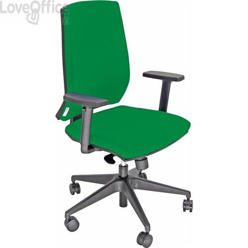 Sedia ufficio girevole Unisit Giulia con base in alluminio - Braccioli inclusi - Rivestimento polipropilene Verde