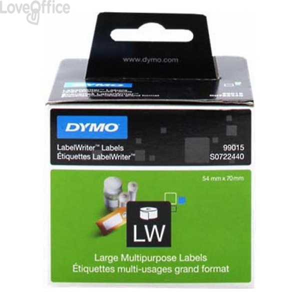 Etichette per Dymo LabelWriter permanenti - multiuso - 70x54 mm - Bianco - S0722440 (Rotolo da 320 etichette)