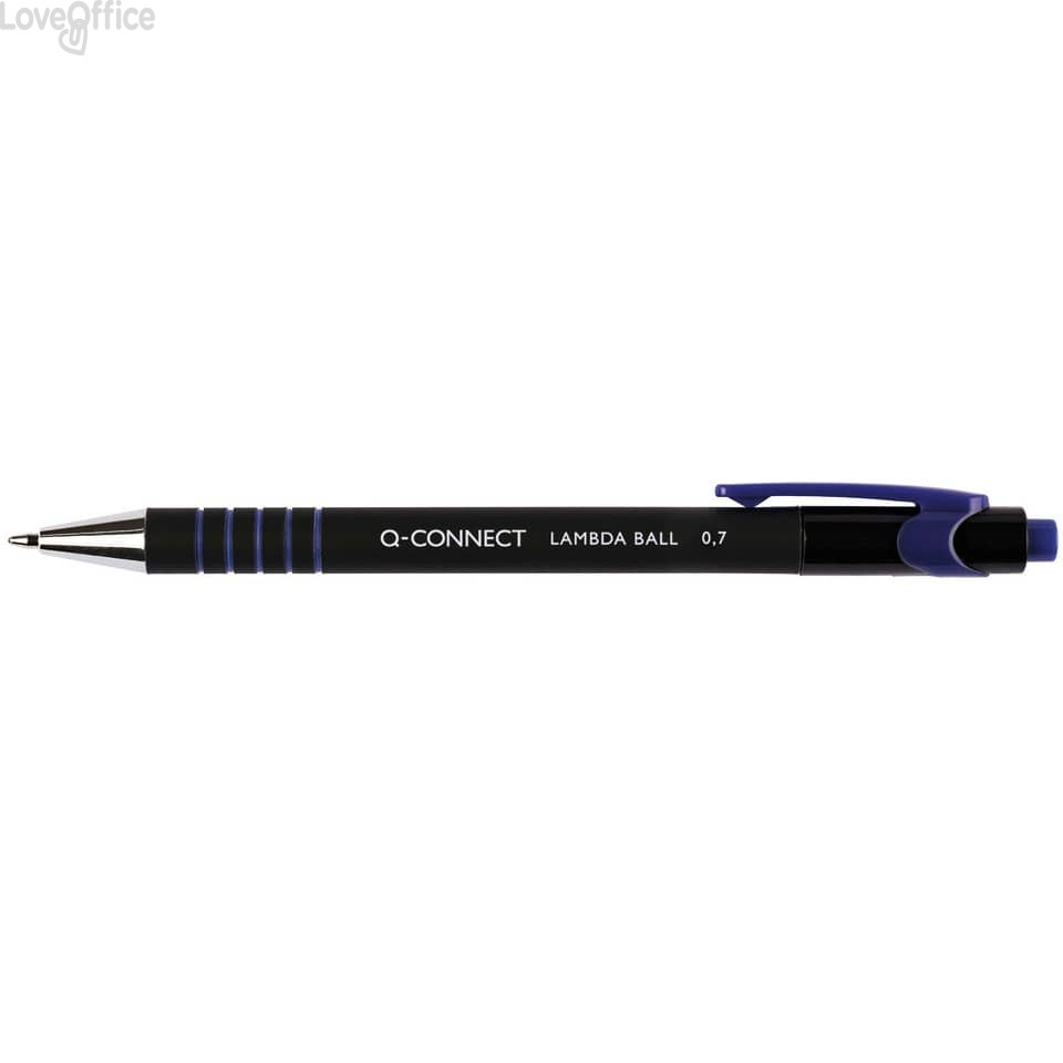Penne a sfera a scatto Q-Connect Lamda 0,7 mm blu KF00673 (conf.12)