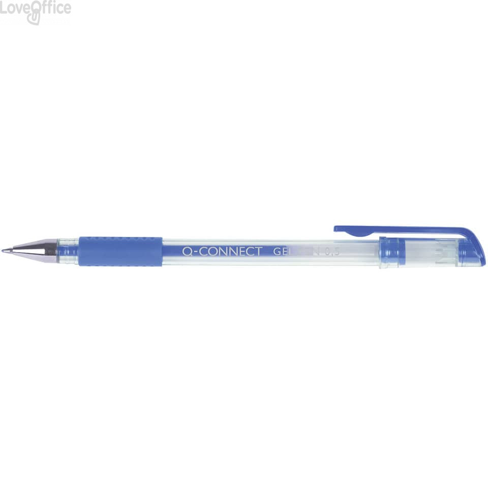 Penne a sfera inchiostro gel Q-Connect con cappuccio - 0,5 mm - Blu (conf.10)