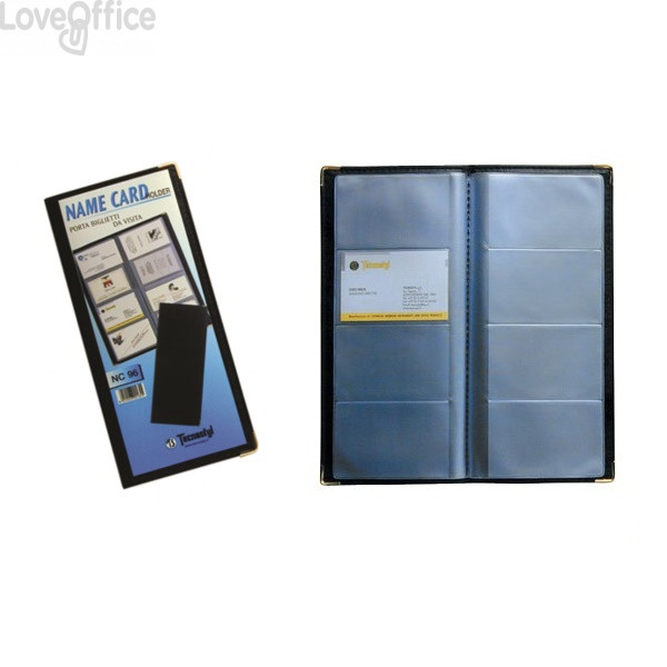 Portabiglietti da visita tascabili Tecnostyl Nero - 96 posti - 11,5x25 cm (12 pagine)