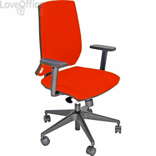 Sedia ufficio girevole Unisit Giulia con base in alluminio - Braccioli inclusi - Rivestimento polipropilene Arancione 