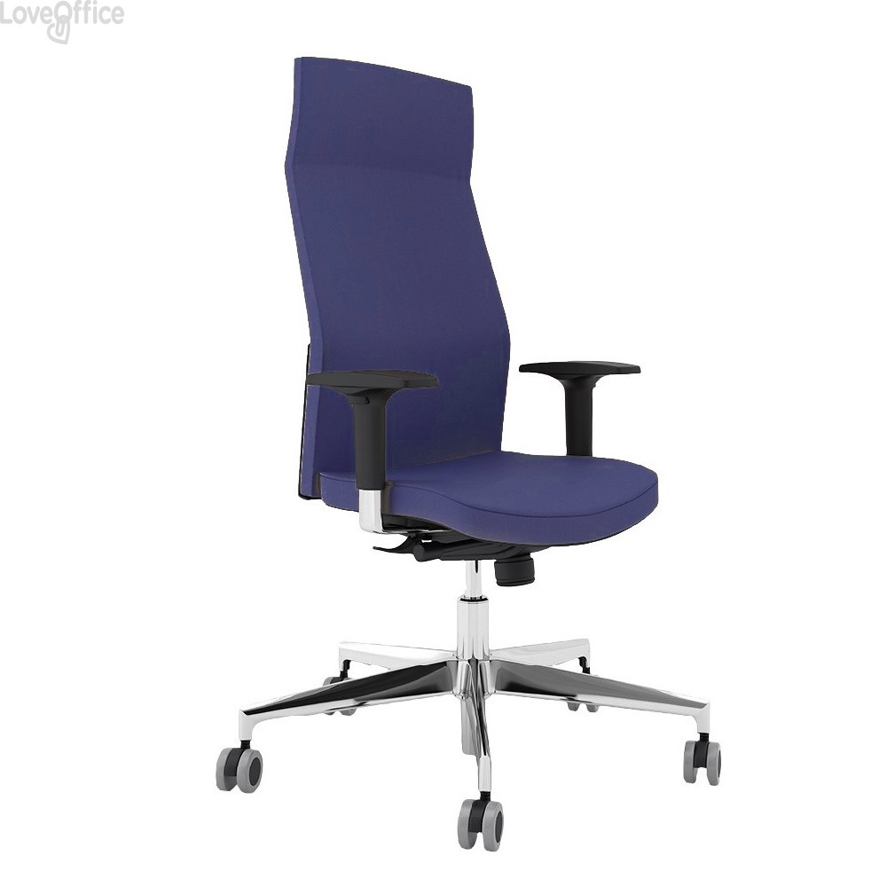 Sedia ergonomica da ufficio Europa EUP Unisit schienale regolabile up-down con braccioli - base cromata - Polipropilene Blu - EUP/BR/EB