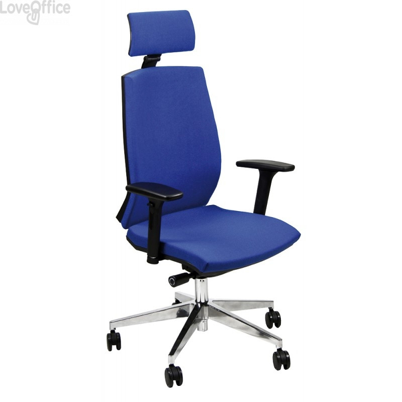 Sedia da ufficio in microfibra Blu con poggiatesta LARISSA UNISIT - Braccioli opzionali