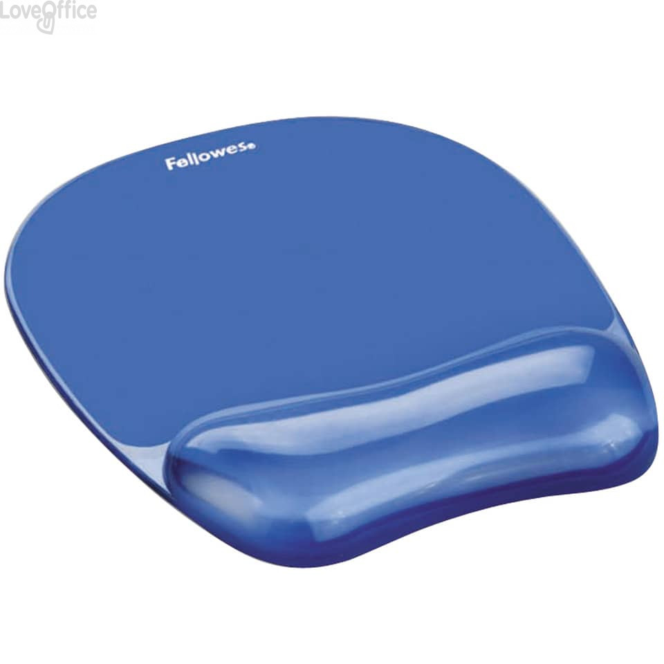 Mousepad con poggiapolsi Crystal Gel Fellowes - Azzurro - 23,5x23x1,5 cm - 9114120