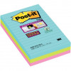 Foglietti Post-it® Super Sticky Notes a righe - Formato XXL - Miami - 100x152 mm (conf.3 blocchetti da 90 fogli Acqua, Verde, Rosa)