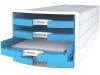 Cassettiera IMPULS HAN in polistirolo con 4 cassetti aperti azzurro 1013-54