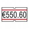 Rotolo da 1200 etichette per prezzatrice Printex sagomate 21x12 mm Bianco/Rosso remov. - B10/2112RBRST (conf.10 rotoli)