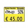 Rotolo da 600 etichette per prezzatrice Printex prezzo/sconto 26x19 mm Giallo perm. (conf.10 rotoli)
