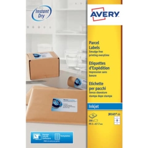 Etichette Bianche QuickDry per indirizzi Avery - 99,1x67,7 mm - 8 et/ff - J8165-25 (conf.25 fogli)-0
