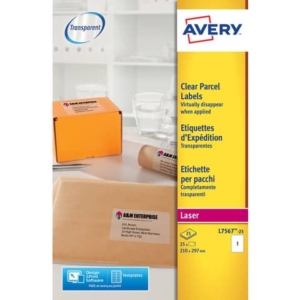 Etichette Trasparenti QuickPEEL™ Avery - Laser - 210x297 mm - 1 et/ff - L7567-25 (conf.25 fogli)-0