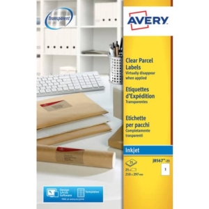 Etichette Trasparenti QuickPEEL™ Avery - Ink-jet - 210x297 mm - 1 et/ff - J8567-25 (conf.25 fogli)-0