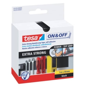 Velcro adesivo Tesa - Nero - 1mx50mm - On&Off universale autoadesivo extra forte - 55229-00000-02-0