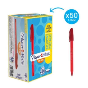 Penne a sfera Rosse Paper Mate InkJoy 100 - medio - 1 mm - con cappuccio (conf.50)-0