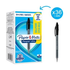 Penne a sfera a scatto Flexgrip Ultra Recycled Paper Mate - 1,0 mm - Nero (Conf.36)-0