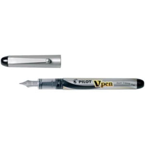Penna Stilografica usa e getta - Nero - media - tratto 0,5 mm - V Pen Silver Pilot -0
