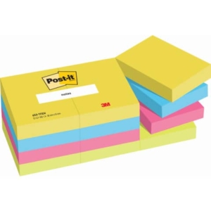 Foglietti riposizionabili Post-it® Notes Energy - tinta unita - 100 - 38x51 mm - neon arcobaleno - 653-TFEN (conf.12)-0