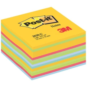 Foglietti riposizionabili Post-it® Cubo Neon - 76x76 mm - Giallo neon, Verde ultra, Verde, Rosa ultra, Blu ultra, Blu - 2030-U-0