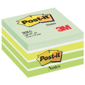 Foglietti riposizionabili Post-it® Cubo Pastello - 76x76 mm - Verde pastello, Verde neon, Verde ultra, 3 Bianco - 2028-G-0