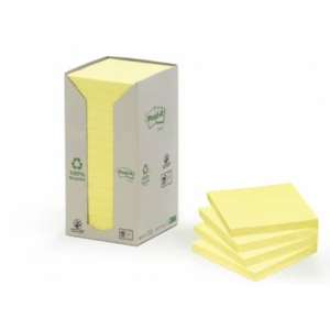 Foglietti riposizionabili Post-it® Notes in carta riciclata - Giallo - 76x76 mm - 654-1T (conf.16 blocchetti da 100 ff)-0