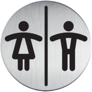 Pittogramma in acciaio Durable - rotondo - wc uomini/donne - ø83 mm - 4920-23-0