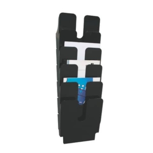 Portadepliant da parete Flexiplus Durable - 6 scomparti - A4 - 24,7x10x74,5 cm - Nero - 1700008061-0