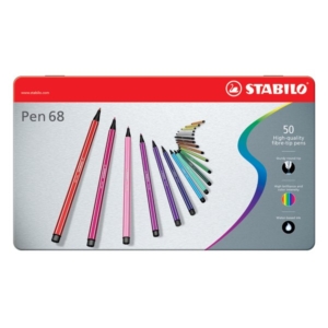 Pennarellini colorati Stabilo Pen 68 in Scatola metallo 2 ripiani - Assortito - 1 mm - da 7 anni (conf.50)-0