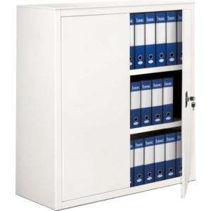 Armadio archivio in metallo Bianco a porte battenti - A-210 Tecnical 2 - 2 ripiani - 100x45x116 cm-0