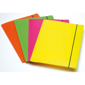 Cartelline con elastico Fellowes A4 - 3 Lembi - Fluo - Ppl - Assortito (Conf.4)-0