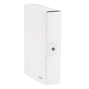 Cartella a scatola con bottone WoW Leitz - dorso 8 cm - Bianco perlato - 25x35 cm - 39670001-0