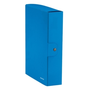 Cartella a scatola con bottone WoW Leitz - dorso 8 cm - Azzurro metallizzato - 25x35 cm - 39670036-0
