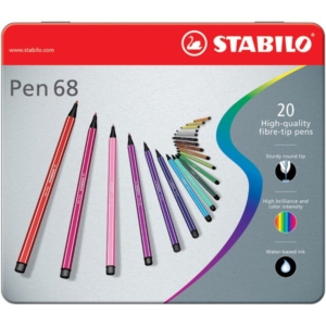 Pennarellini colorati Stabilo Pen 68 in Scatola metallo - Assortito - 1 mm - da 7 anni (conf.20)-0