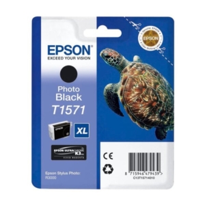 Cartuccia Epson T1571 originale Ink-jet alta capacità ink pigmentato blister RS TARTARUGA - XL - C13T15714010 - Nero fotografico-0