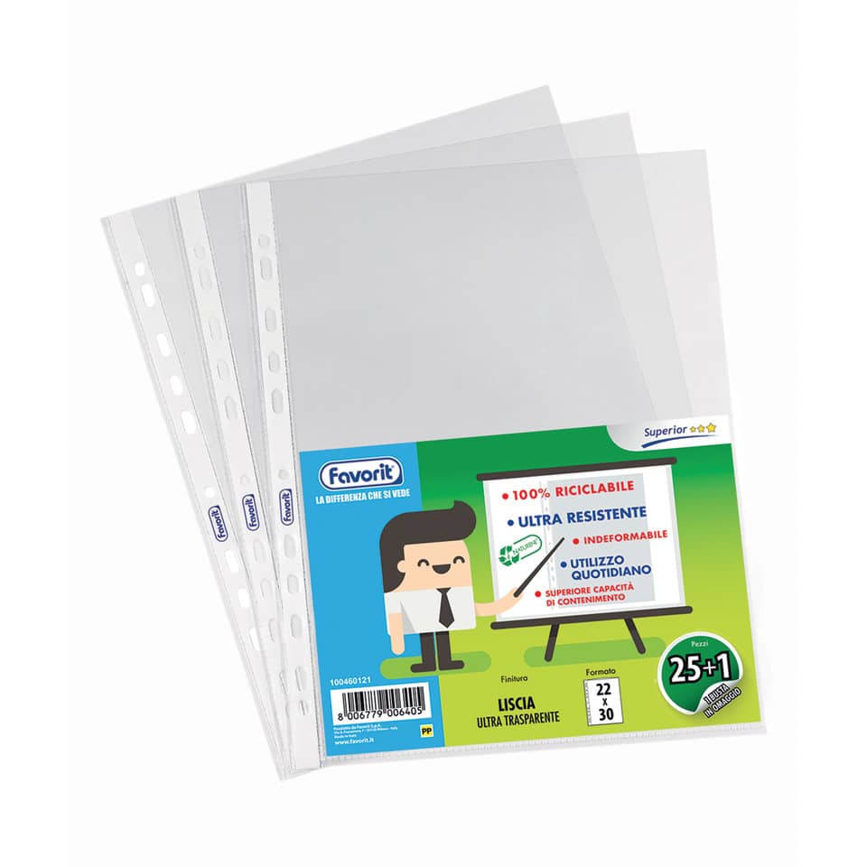 Buste a foratura universale lisce Favorit - Superior - alto spessore - 22x30 cm (conf.26)-0 - Loveoffice