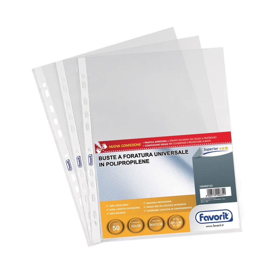 Buste a foratura buccia d'arancia Favorit - Superior (alto spessore) - 22x30 cm - 100460122 (conf.50)-0 - Loveoffice