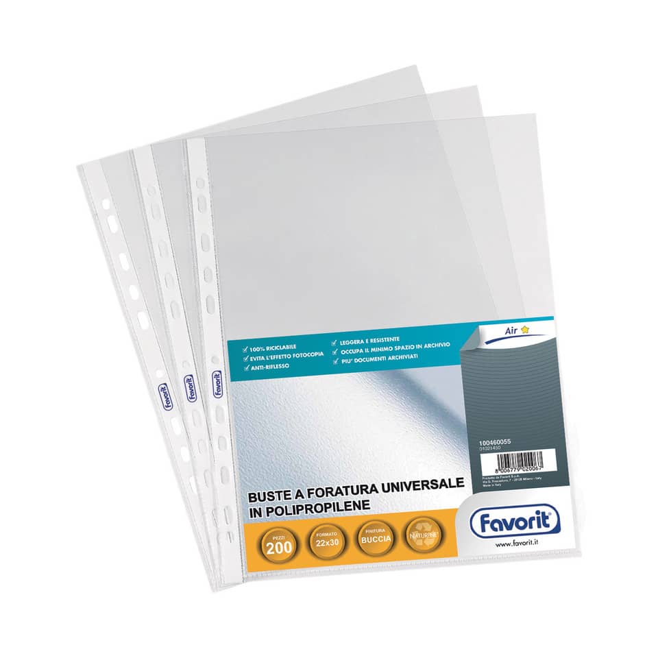 Buste a foratura buccia d'arancia Favorit - Standard - 22x30 cm - 100460055 (conf.200)-0 - Loveoffice