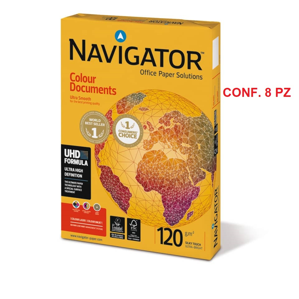 Carta per fotocopie Colour Documents Navigator - Risme Carta A4 - 120 g/m² (conf.8)-0 - Loveoffice