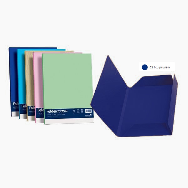 Cartelline in cartoncino 3 lembi Luce&Acqua Favini - 24,5x34,5 cm - Blu di Prussia (conf.25)-0 - Loveoffice